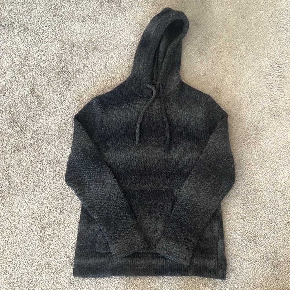 James Perse Dark Charcoal Gray Hooded Crewneck Sweater